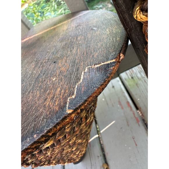 Set of 2 wicker wall shelves sconces plant holders display jute wood pair hang - Picture 9 of 16